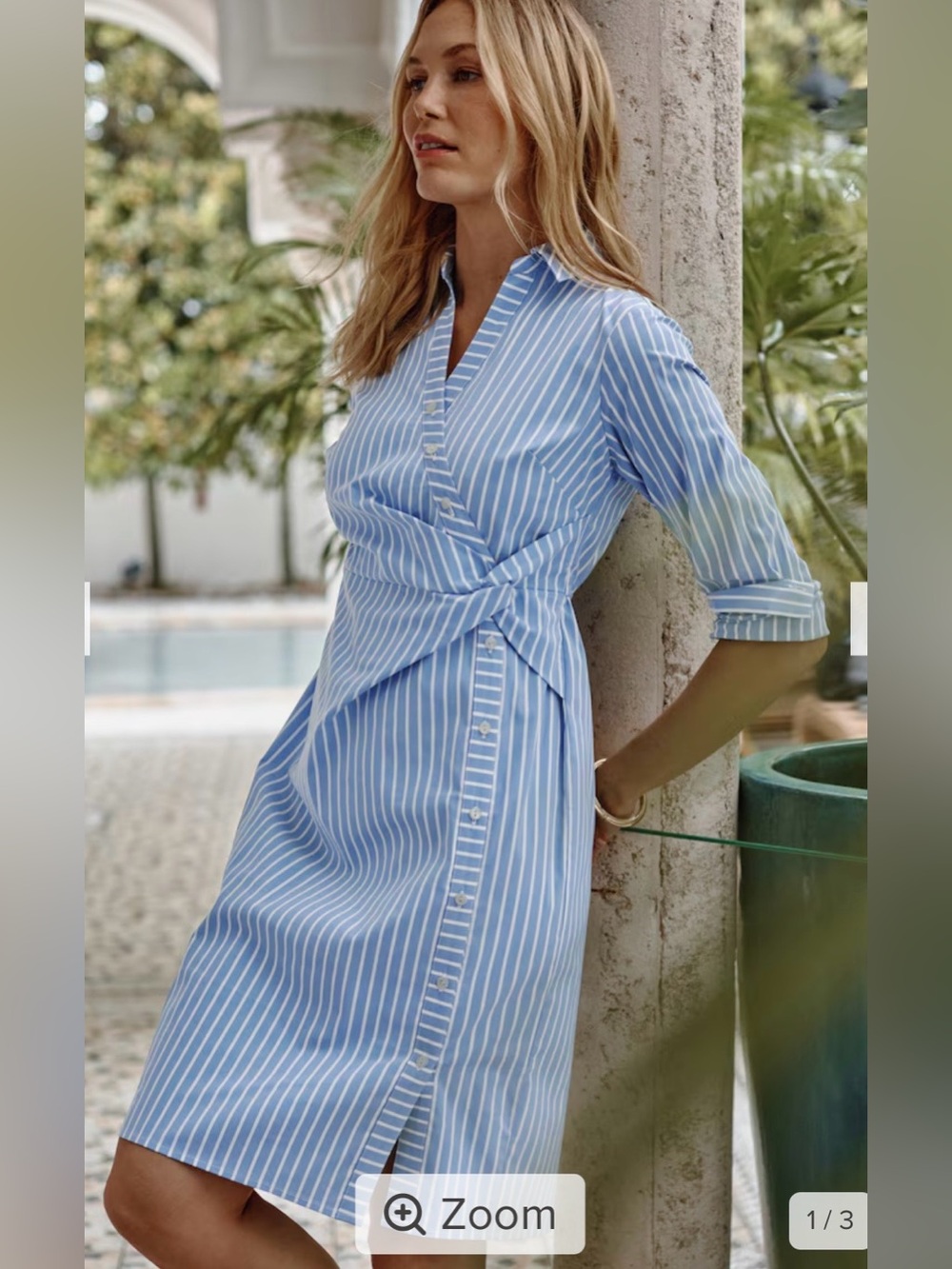 J Jill Striped Blue Tie Shirt Dress - Women's